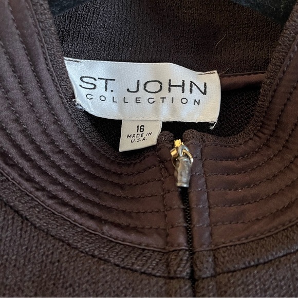 Vintage St John Brown Santana Knit Full Zip Jacket Women's Size 16 With TankTop - Picture 3 of 5